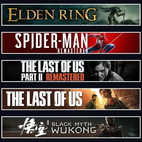  Elden +Spider 1 +TLOU2 +TLOU1 +Wukong